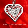 Heart Shaped Red & Clear Crystal Dog Tag
